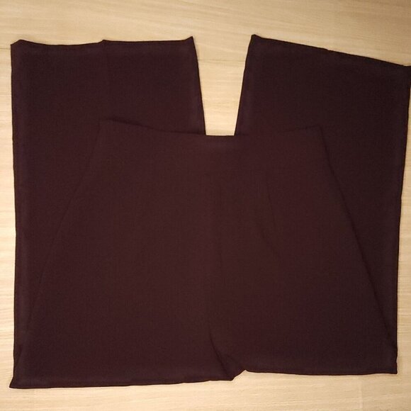Zara Maroon Red Wide Leg Side Zip Cropped Pants Large - Picture 2 of 7